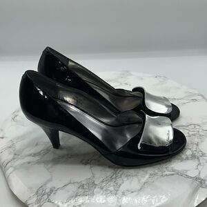 CALVIN KLEIN “Maeve” Black Patent Peep Toe Pump-7M